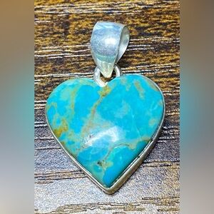 SOLD! Arizona Turquoise Heart Pendant Set in 925 Sterling Silver